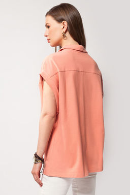 Over-size футболка-поло из трикотажа пике. - Vilatte фото 4