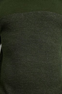 TRENDYOL MAN Haki Slim Dar Kesim Bisiklet Yaka Cizgili Triko Kazak TMNAW20LS0014 - Trendyolmilla фото 4
