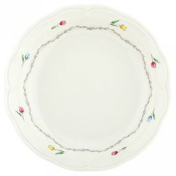 Ласковый май Тарелка глубокая фарфоровая д20см, h4,2см, 600мл, с деколью, рельефный декор, волнистый край, кремовый (Китай)
