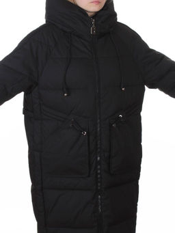 6615 BLACK Пальто зимнее женское (200 гр. холлофайбер)