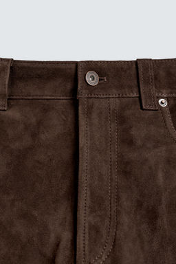 PANTAL?N STRAIGHT FIT PIEL ANTE / Marr?n oscuro - Zara фото 9