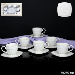 Чайный набор 12 предметов 260 мл на ножке со стразами / GA2-12G /уп 8/ костяной фарфор - ГалеонТрейд фото 4