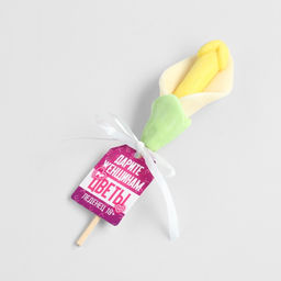 Леденец на палочке Дарите женщинам цветы, вкус: пломбир, 18 +