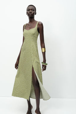 POLKA DOT LINEN BLEND MIDI DRESS - Zara фото 12