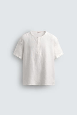 CAMISA CUELLO PANADERO MANGA CORTA 100% C??AMO / Blanco - Zara фото 7