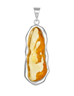 Массивный кулон из лимонно-пейзажного текстурного янтаря Лагуна