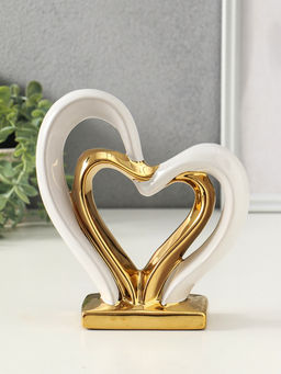Фигурка керамика Сплетённые сердца, белый с золотом, 5.5?17.5?19.5 см