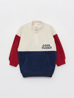 Dik Yaka Uzun Kollu Renk Bloklu Polar Erkek Bebek Sweatshirt ve E?ofman Alt 2li Tak?m - Waikiki фото 2
