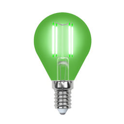 LED-G45-5W/GREEN/E14 GLA02GR Лампа светодиодная. Форма "шар". Серия Air color. Зеленый свет. Картон. ТМ Uniel