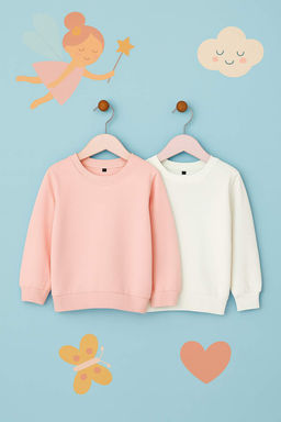 Pembe-Ekru K?z Cocuk Mevsimlik-Ince Bisiklet Yaka 2li Basic Orme Sweatshirt TKDAW25SW00000 - Trendyolmilla фото 22