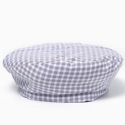 Берет в клетку, серый, р-р 56 см