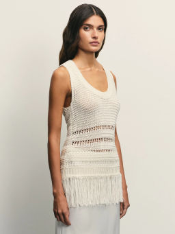 Топ ажурной вязки с бахромой / Zarina  фото 4