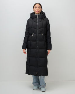 Пальто зимнее утепленное с капюшоном женское черного цвета 7729Ch - Visdeer фото 19