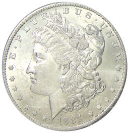 1 доллар 1884 года O США Доллар Моргана