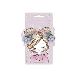 Набор заколок для волос клик-клак, арт. 71729 / 10 ЦВЕТОЧКИ (в наборе: 2шт., 5,5 см, черный металл, поливинилхлорид, полиуретановая смола, цвет: разноцветный, подложка из мелованного картона + ПЭТ-пакет с европодвесом)