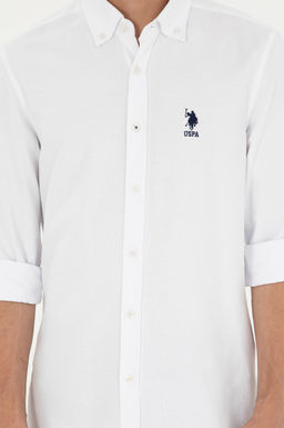 Мужская белая базовая рубашка с длинным рукавом - U.s. polo assn фото 6