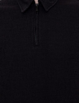 Siyah Slim Fit Polo Yaka Ti__rt