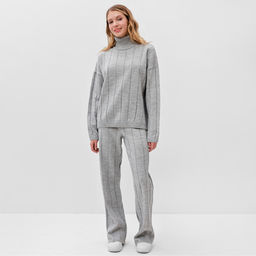 Костюм женский (джемпер, брюки) MINAKU: Knitwear Collection, размер 46-48, светло-серый