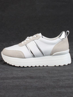 05-PDE40-2 WHITE/BEIGE Кроссовки женские (натуральная кожа, натуральная замша) - Фабричный китай фото 6
