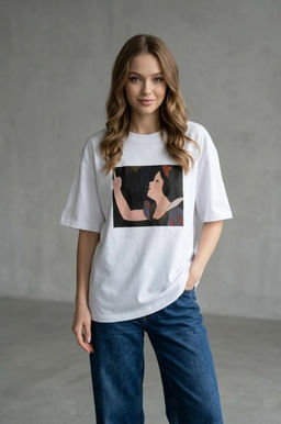 K13597 Футболка OVER SIZE (хлопок) БЕЛЫЙ_01