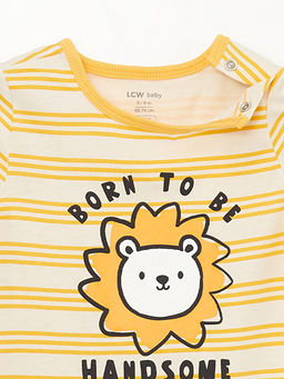 Bisiklet Yaka K?sa Kollu Bask?l? Erkek Bebek Tulum - Waikiki фото 3