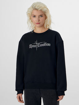 Теплый свитшот женский черный с начесом