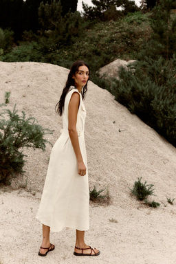 MIDI DRESS WITH BELT LOOPS IN A LINEN BLEND - Zara фото 5