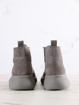 Ботинки 305.927gr.Серая вакса+серый замок замша/байка