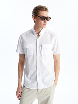 Slim Fit K?sa Kollu Poplin Erkek G?mlek