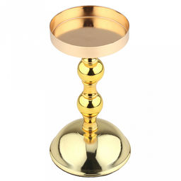 Подсвечник металлический "Визави" h16,8см, чаша д8,4см, h1,9см, пластмассовая ножка, нескользящее основание д9см, золотой, в коробке (Китай)