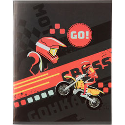 Тетрадь общая А5 96л №1School Motocross черн-крас,клет,скреп, ВД-лак