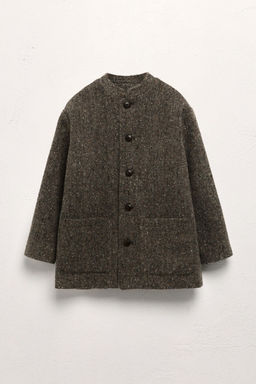 AGES 6-10 / LIMITED EDITION WOOL BLEND STAND COLLAR COAT