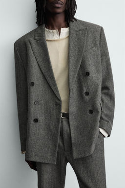 HERRINGBONE WOOL BLEND SUIT BLAZER - Zara фото 5