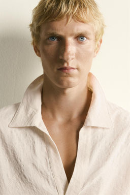 CAMISA POLO RELAXED FIT JACQUARD / Beige claro - Zara фото 5