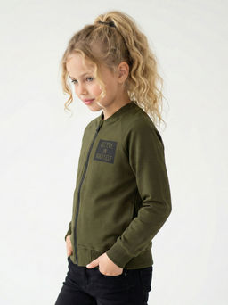 Толстовка для девочки на молнии 22-5528 хаки