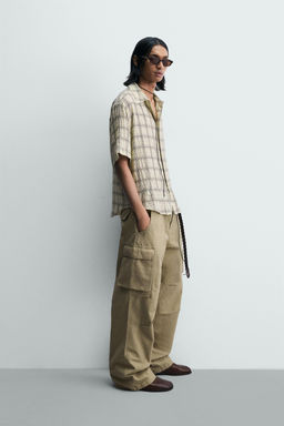 CAMISA RELAXED FIT JACQUARD CUADROS / Amarillo pastel - Zara фото 4