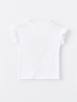 Bisiklet Yaka K?sa Kollu Bask?l? K?z Bebek Ti??rt - Waikiki фото 2