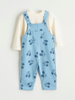 Mickey Mouse Bask?l? Erkek Bebek Salopet ve Ti??rt