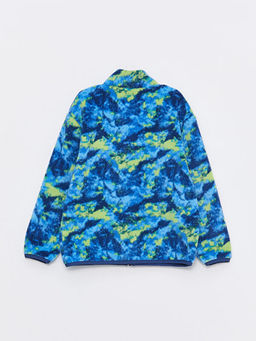 Dik Yaka Desenli Uzun Kollu Pel?? Erkek ?ocuk Fermuarl? Sweatshirt - Waikiki фото 2