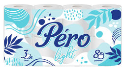Туалетная бумага Pero Light 3сл 8 рулонов, белый цвет.арт.0155