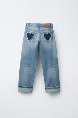 STRAIGHT JEANS WITH HEART PATCHES - Zara фото 2