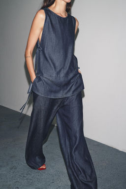 ZW COLLECTION DENIM TIE TOP - Zara фото 19