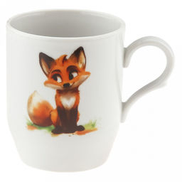 Кружка фарфоровая "Лисичка" 210мл, форма "Русское поле" (Россия)