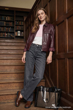 Antrasit %100 Pamuk Normal Bel Bilek Boy Wide Leg Jeans TWOAW27JE00088 - Trendyolmilla фото 5