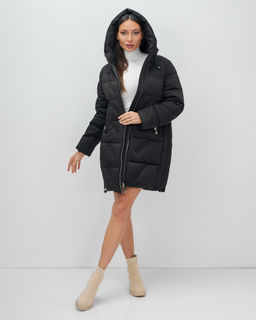 Куртка зимняя женская классическая с капюшоном черного цвета 7671Ch - Visdeer фото 14