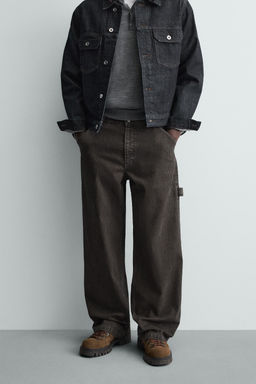 RELAXED FIT FLOCKED STRIPED TROUSERS - Zara фото 2