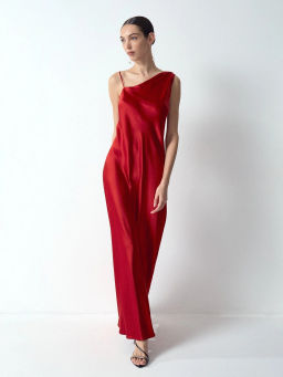 EMKA // Эффектное рубиновое платье. Ткань Жидкий шелк  фото 4
