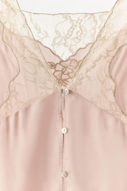 TOP SATINADO ENCAJE BORDADOS / Rosa pastel - Zara фото 7