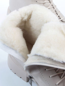 04-PAM366-2Z LT. BEIGE Ботинки зимние женские (натуральная кожа, 100% шерсть)