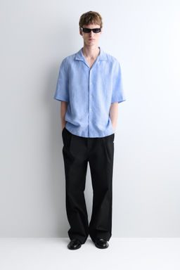CAMISA DE MANGA CORTA DE LINO CON CUELLO ABIERTO - H&m фото 8